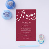 Modernes Geblüht Skript, Burgundy Paper Menu Flyer (Einzeln)