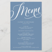 Modernes, Geblüht Skript, Dusty Blue Paper Menu Flyer (Vorne)