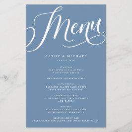 Modernes, Geblüht Skript, Dusty Blue Paper Menu Flyer
