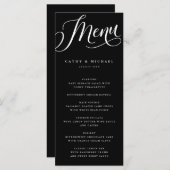 Modernes Geblüht Skript, Schwarz Menükarte (Vorne/Hinten)