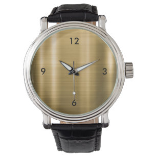 Modernes, gebürstetes Metall-Gold-Armband Armbanduhr