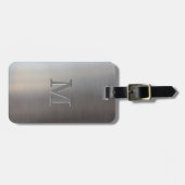 Modernes gebürstetes Metallblick-Monogramm Gepäckanhänger (Vorderseite horizontal)