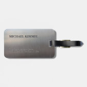 Modernes gebürstetes Metallblick-Monogramm Gepäckanhänger (Rückseite horizontal)