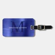 Modernes, gebürstetes Metallic Blue Monogram