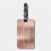 Modernes, gebürstetes Metallic-Rose-Gold-Monogramm Gepäckanhänger (Rückseite vertikal)