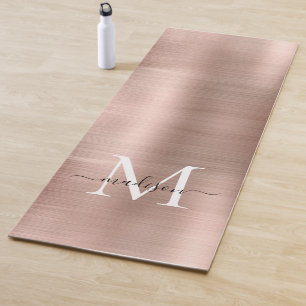 Modernes, gebürstetes Metallic-Rose-Monogramm-Scri Yogamatte