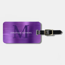 Modernes, gebürstetes Metallic-Violet-Monogramm