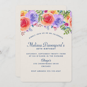 Modernes Geburt Wasserfarbe Blumenstrauß Einladung