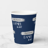 Modernes Geburtstagsmagazin Cover Blue Silver Pappbecher (Vorderseite)