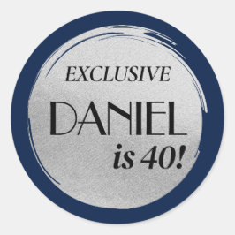 Modernes Geburtstagsmagazin Cover Blue Silver Runder Aufkleber