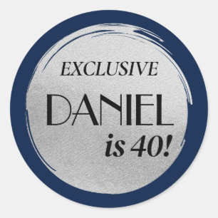 Modernes Geburtstagsmagazin Cover Blue Silver Runder Aufkleber