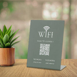 Modernes gedämpftes grünes WLAN-Netzwerk-Passwort- Sockelschild