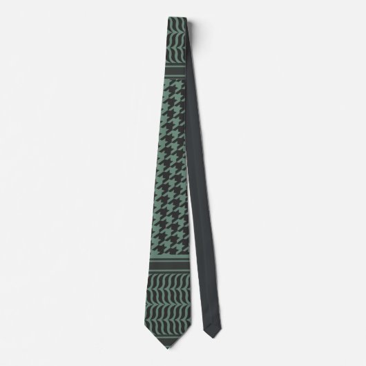 Modernes gedämpftes olivfarbenes Houndstooth-Muste Krawatte (Vorderseite)