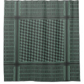 Modernes gedämpftes olivgrünes Houndstooth-Muster Duschvorhang (Vorderseite)