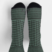 Modernes gedämpftes olivgrünes Houndstooth-Muster Socken (Oben)