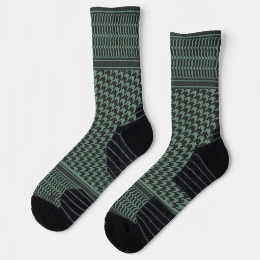 Modernes gedämpftes olivgrünes Houndstooth-Muster Socken (Links)