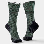 Modernes gedämpftes olivgrünes Houndstooth-Muster Socken (Gewinkelt)