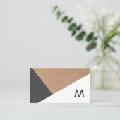 Modernes gedrucktes Kraftpapier Grau weiß geometri Visitenkarte (Stehend Vorderseite)