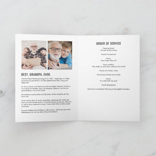 Modernes gegliedertes 15-Foto-Gedenkprogramm/Beerd Programm (Innenseite)