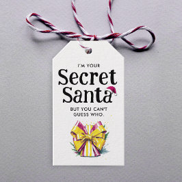 Modernes Geheimnis Santa Red Yellow Bow Wasserfarb Geschenkanhänger