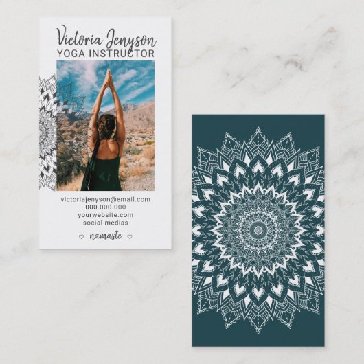 Modernes geistiges Mandala-Fotoyoga Visitenkarte (Vorne/Hinten)