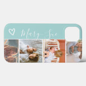 Modernes, geistlich aquamarines Herzname 4 Fotos C Case-Mate iPhone Hülle (Rückseite (Horizontal))