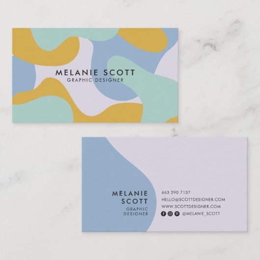 Modernes, gelb-blaues abstraktes Muster minimalist Visitenkarte (Vorne/Hinten)