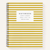 Modernes, gelb gestreiftes Notebook mit Mustard Notizblock (Vorderseite)