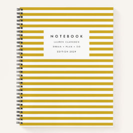 Modernes, gelb gestreiftes Notebook mit Mustard Notizblock