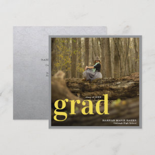 Modernes Gelb & Grau   Einfaches Abschlussfoto