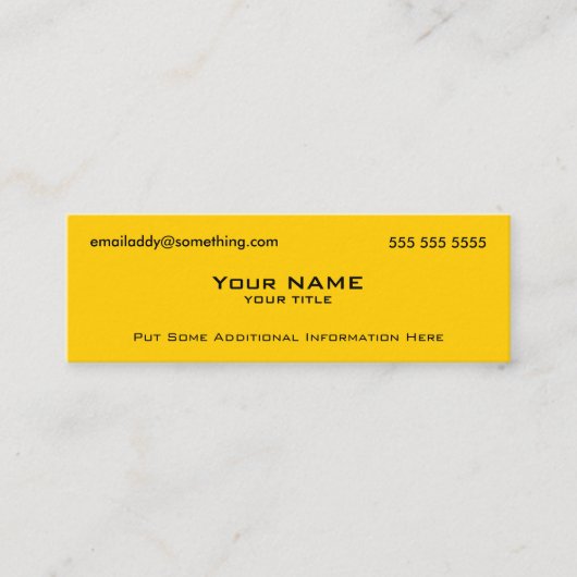 Modernes Gelb Mini Visitenkarte (Vorderseite)