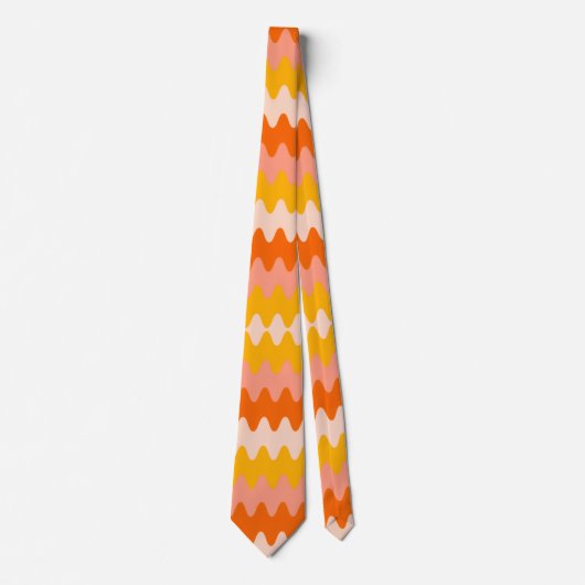 Modernes Gelb, Orange und Weiß Zig Zag Muster Krawatte (Vorderseite)