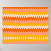 Modernes Gelb, Orange und Weiß Zig Zag Muster Poster (Vorne)