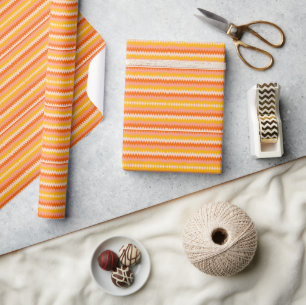 Modernes Gelb, Orange und Weißes Zick-Zack-Muster Geschenkpapier