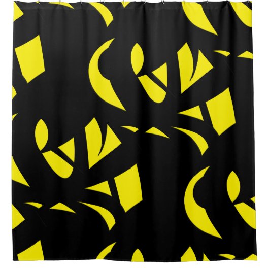 Modernes Gelb / Schwarz Duschvorhang (Vorderseite)