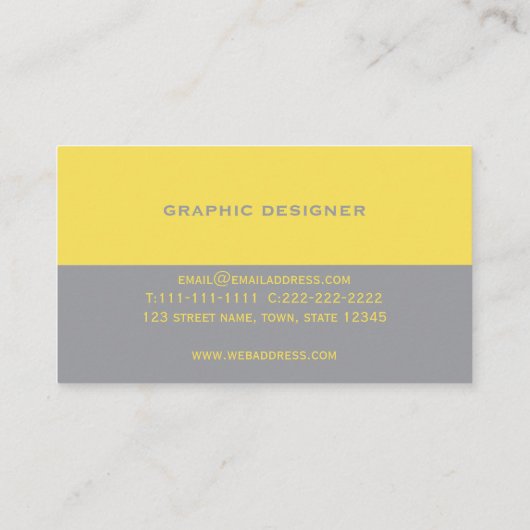 Modernes Gelb und Grau Beruflich Visitenkarte (Rückseite)