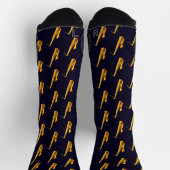 Modernes Gelb- und Schwarzsaxophon-Muster Cool Jaz Socken (Oben)
