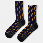 Modernes Gelb- und Schwarzsaxophon-Muster Cool Jaz Socken (Links)
