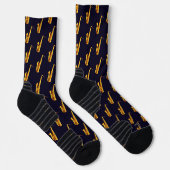 Modernes Gelb- und Schwarzsaxophon-Muster Cool Jaz Socken (Rechts)