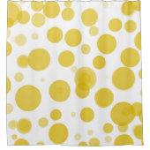 Modernes Gelb- und Weißpolka-Dot-Bubbles-Party Duschvorhang (Vorderseite)