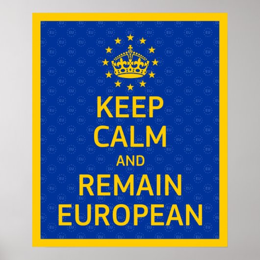 Modernes Gelbblau Behielt Ruhe Crown Europe Vector Poster (Vorne)