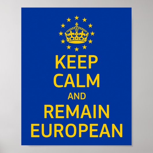 Modernes Gelbblau Behielt Ruhe Crown Europe Vector Poster (Vorne)