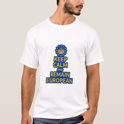 Modernes Gelbblau Behielt Ruhe Crown Europe Vector T-Shirt (Vorderseite)
