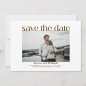 Modernes Gelbbraun-Retro-Foto Save The Date (Vorderseite)