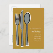 Modernes Gelbes 50. Geburtstagsfest Party Ankündigungspostkarte (Vorne/Hinten)