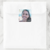 Modernes Gelbes Abschluss-Quadrat Quadratischer Aufkleber (Tasche)