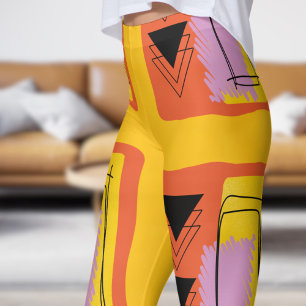 Modernes gelbes, Abstraktes Blockmuster Leggings