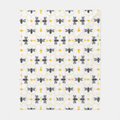 Modernes Gelbes Bienenmuster Elegantes Schwarzes M Fleecedecke (Vorderseite)