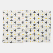 Modernes Gelbes Bienenmuster Schwarzes elegantes M Geschirrtuch (Horizontal)