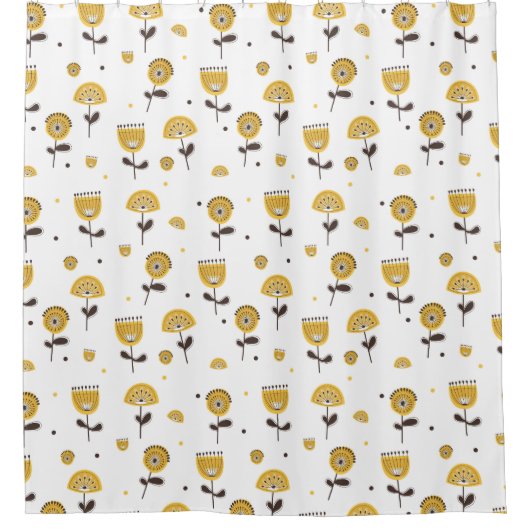 Modernes gelbes Blumenmuster aus dem Mittelalter Duschvorhang (Vorderseite)